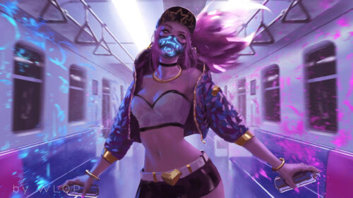 Akali K/DA Neon Subway Style Desktop Wallpaper