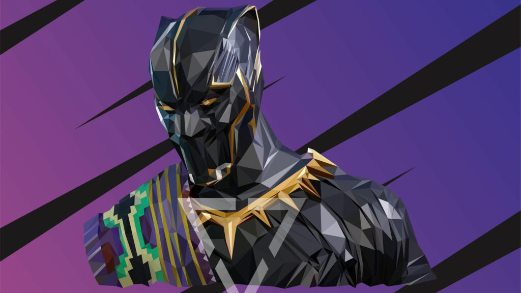 Low Poly Black Panther Geometric Design 4K Wallpaper