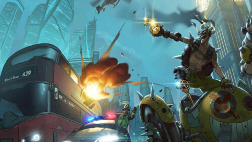 Junkrat Chaos in King’s Row Desktop Wallpaper