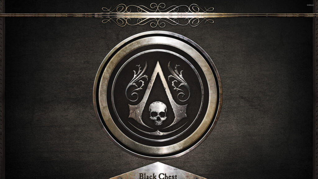 Assassin's Creed Pirate Emblem Dark Metal Desktop Wallpaper