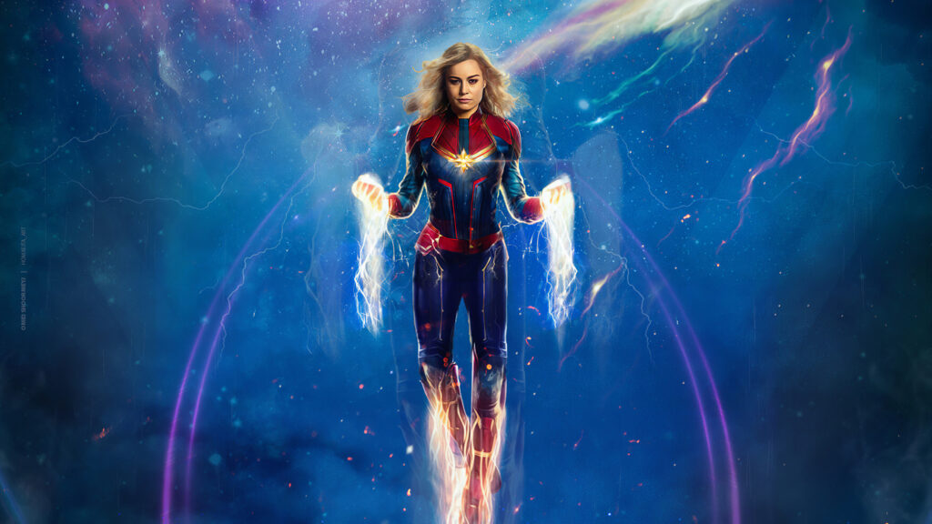 Captain Marvel Cinematic Universe Hero Cosmic Desktop Wallpaper