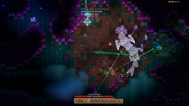 Crystal Dragon Boss Fight Core Keeper 4K Desktop Wallpaper