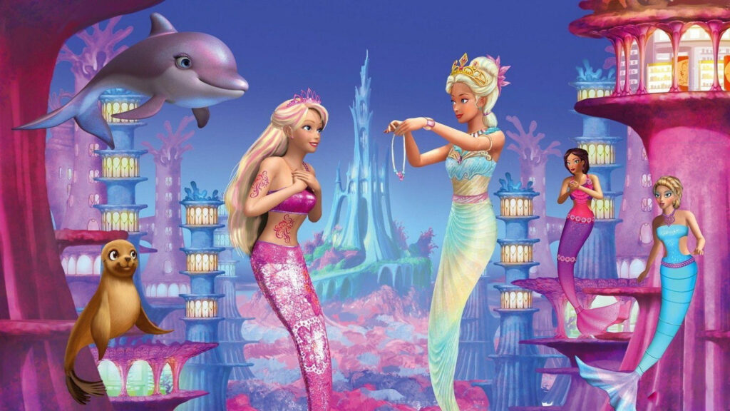 Barbie Mermaids Underwater Kingdom Scene 4K Desktop Wallpaper
