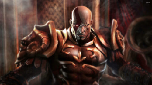 Kratos in God of War Golden Armor Desktop Wallpaper