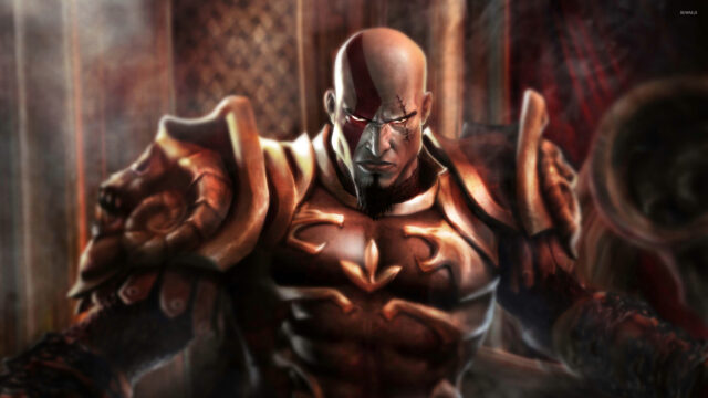 Kratos in God of War Golden Armor Desktop Wallpaper