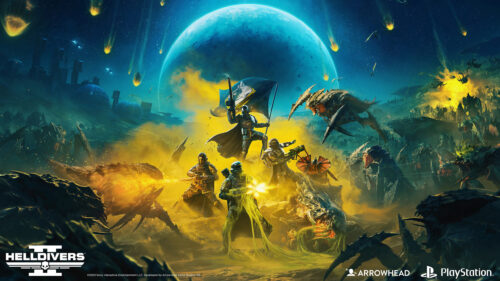 Helldivers 2 Intense Sci-Fi Combat Desktop Wallpaper