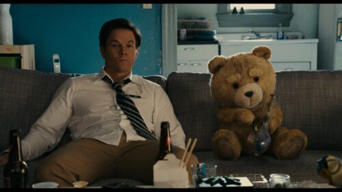 Mark Wahlberg and Ted Relaxing on a Couch 4K Desktop Wallpaper