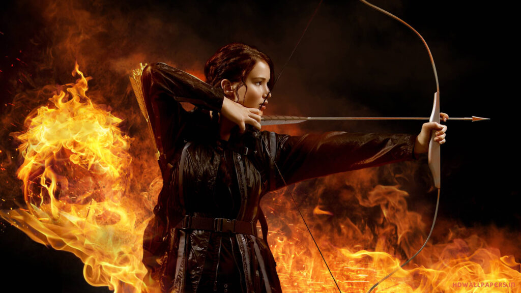 Katniss Everdeen The Hunger Games Fire Bow Desktop Wallpaper