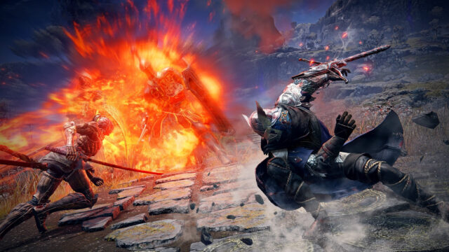 Dynamic Fantasy Combat Scene Elden Ring 4K Wallpaper