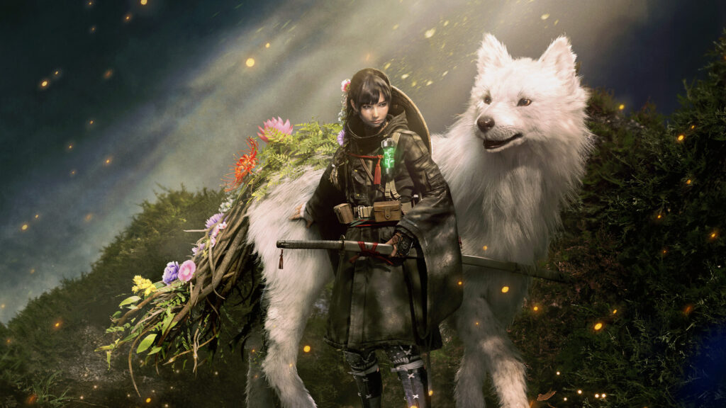 Fantasy Warrior and Giant Wolf Desktop Wallpaper