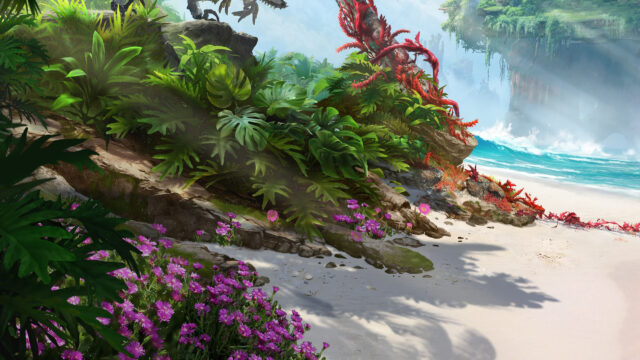 Lush Tropical Coastline Fantasy Landscape 4K Wallpaper