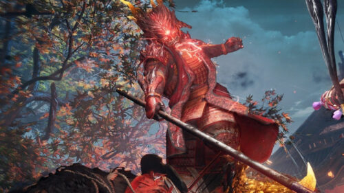Glowing Red Samurai Demon Warrior Combat Desktop Wallpaper