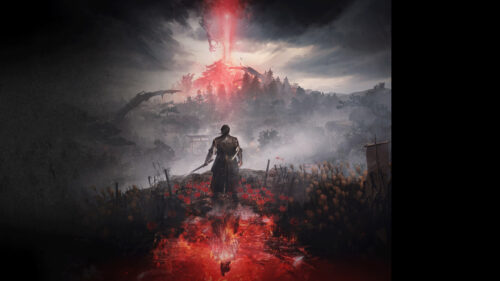 Samurai Facing Red Calamity 4K Desktop Wallpaper