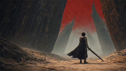Knight Standing in a Desolate Wasteland 4K Wallpaper