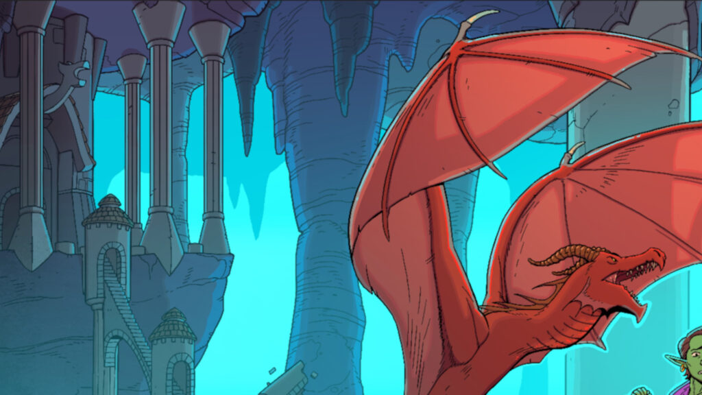 Red Dragon in an Ancient Underground Cavern Desktop Wallpaper