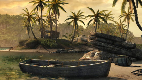 Tropical Island Shoreline Sunset PC Wallpaper