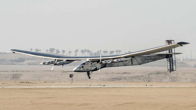 Solar Impulse 2 Aircraft Desert Landing 4K Wallpaper
