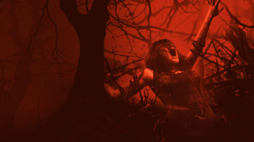Screaming Woman in Haunted Forest 4K Wallpaper