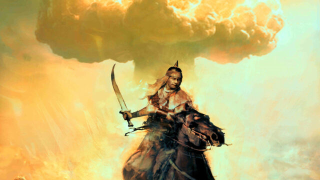 Warrior and Mushroom Cloud 4K Desktop Wallpaper