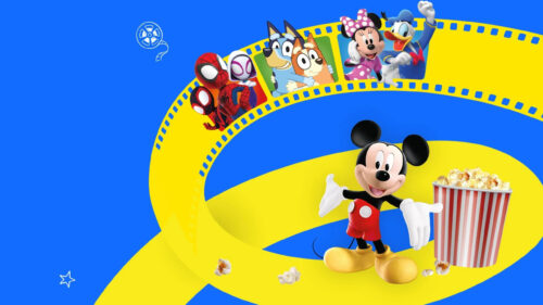 Disney Characters Film Strip Blue Desktop Wallpaper