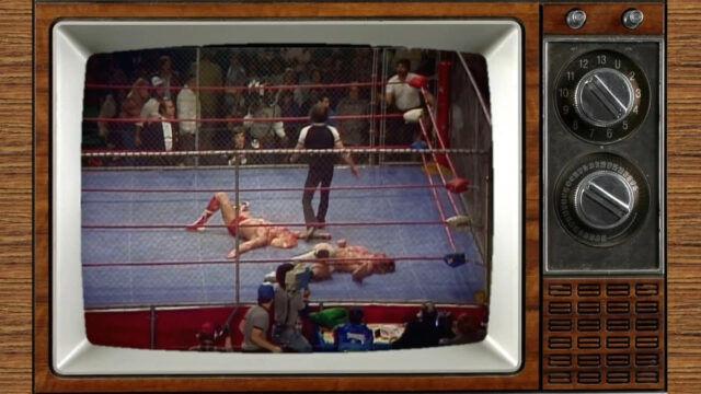 Vintage Steel Cage Wrestling Match 4K Desktop Wallpaper