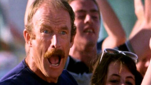 Shocked Man Cheering at a Sporting Event 4K Wallpaper