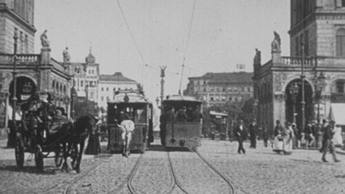 Vintage Berlin Street Scene with Trams 4K Desktop Wallpaper