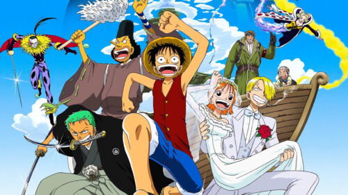 One Piece Characters in Formal Attire Desktop Wallpaper