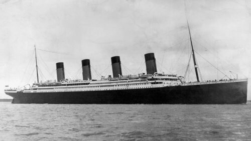 Olympic-class Ocean Liner Black and White Desktop Wallpaper