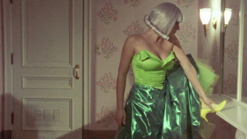 Person in Green Dress and Silver Wig Desktop Wallpaper