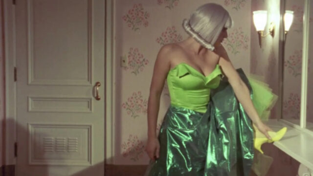 Person in Green Dress and Silver Wig Desktop Wallpaper