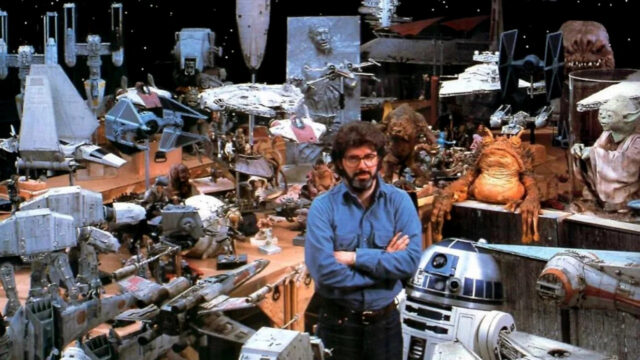 George Lucas Among Iconic Star Wars Models Desktop Wallpaper