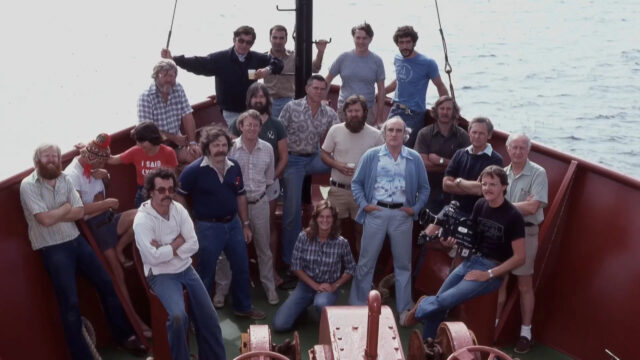 Crew of the movie Jaws on the Orca Boat Desktop Wallpaper