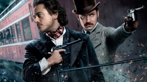 Sherlock Holmes and Dr. Watson Action Scene Desktop Wallpaper