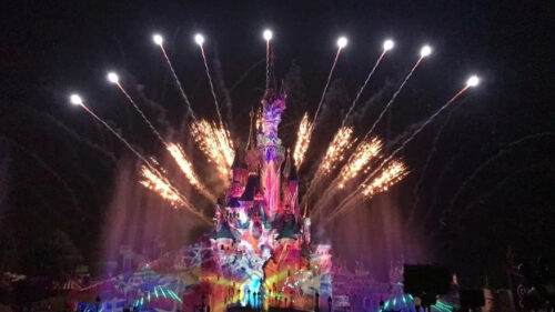 Magical Castle Fireworks Display Desktop Wallpaper