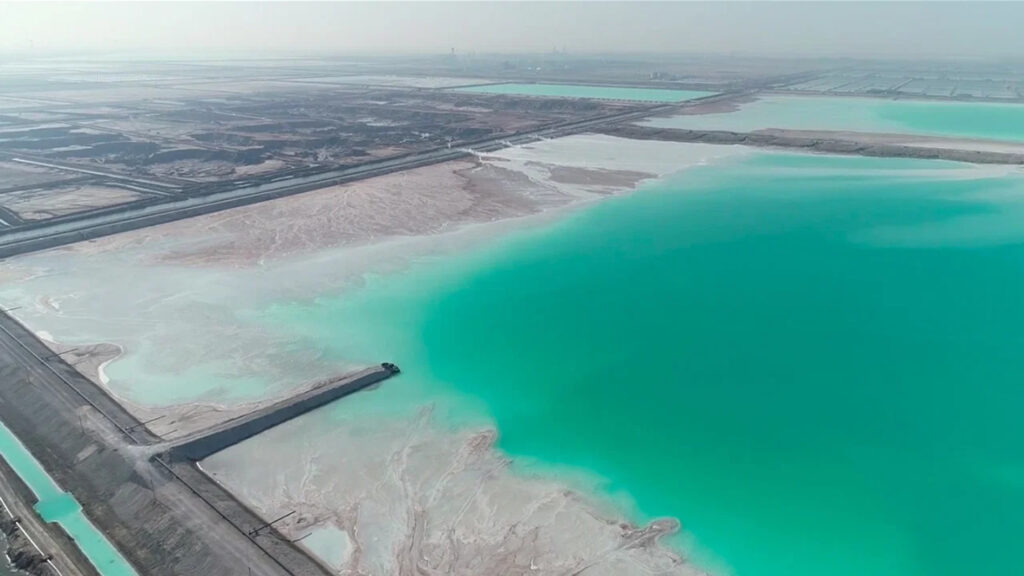 Industrial Salt Pond Aerial View 4K Desktop Wallpaper