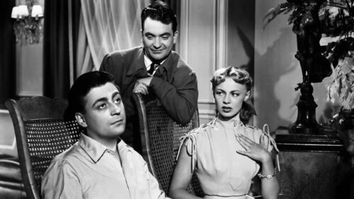 Vintage Film Scene With Three Actors Desktop Wallpaper