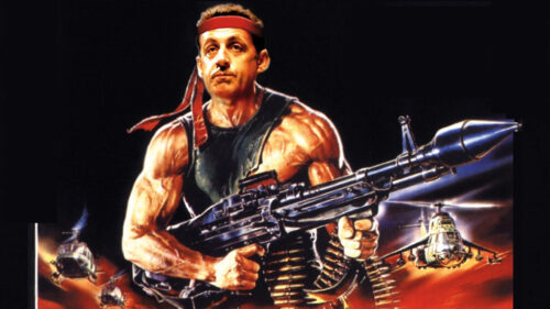 Nicolas Sarkozy as Rambo Action Hero 4K Desktop Wallpaper