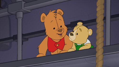 Little Bear and Friend Looking Down From Above Desktop Wallpaper