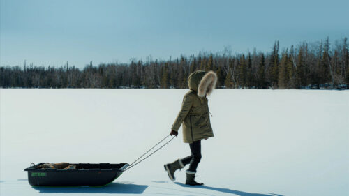 Winter Survival Trek in Snowy Landscape Desktop Wallpaper