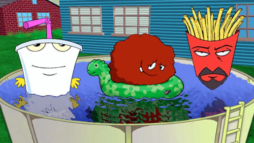 Aqua Teen Hunger Force Characters in a Pool Desktop Wallpaper