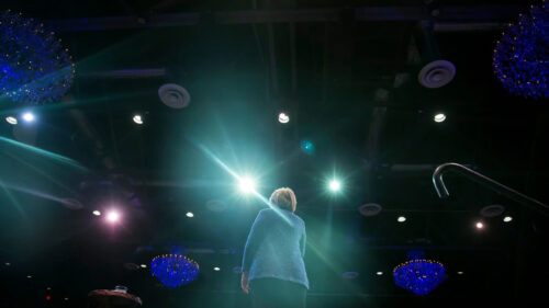 Hillary Clinton Silhouette Stage Lighting Desktop Wallpaper