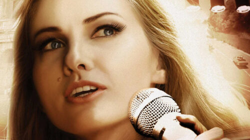 Woman Holding Microphone Cinematic Close-up Desktop Wallpaper