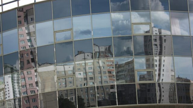 Abstract Skyscraper Glass Facade Reflection 4K Wallpaper