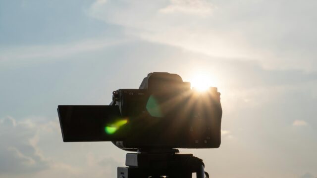 Backlit Professional Camera Silhouette Sunset Desktop Wallpaper