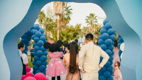 Minnie Mouse Birthday Party Celebration Outdoor Scene 4K Wallpaper