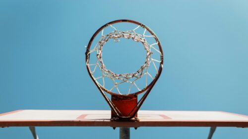 Minimalist Basketball Hoop Against Clear Blue Sky 4K Wallpaper
