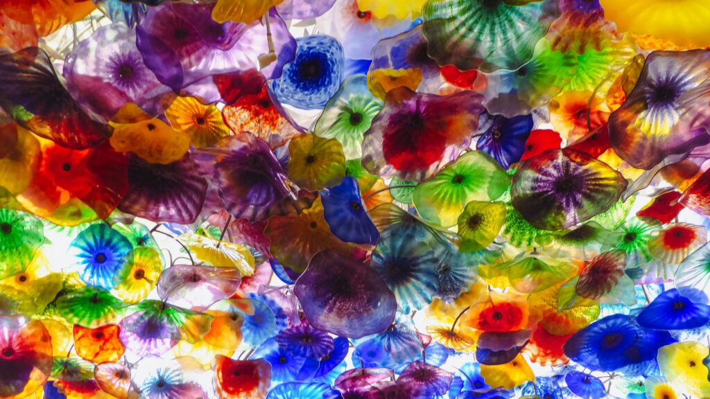 Vibrant Chihuly Inspired Glass Flowers Colorful Art 4K Wallpaper