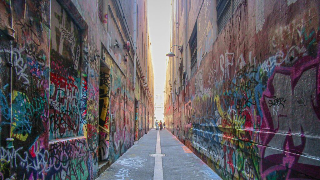 Urban Alleyway Graffiti Art Street Photography 4K Desktop Wallpaper