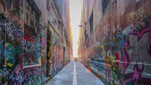 Urban Alleyway Graffiti Art Street Photography 4K Desktop Wallpaper